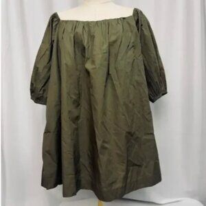 NWT! Free People Puff Sleeve Mini Dress GREEN/ARMY Size X-Small
